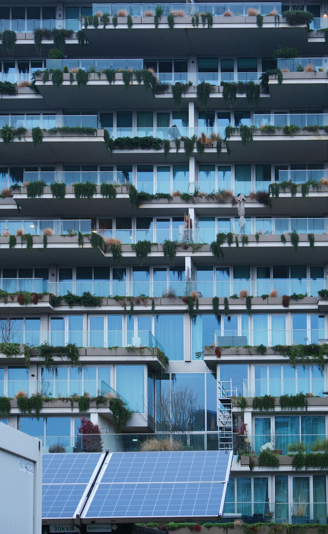 Modern building and solar panels, Amsterdam